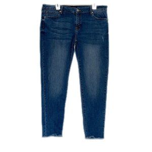 Just USA Womens Blue Regular Fit Medium Wash Raw Hem Denim Skinny Jeans Size 33